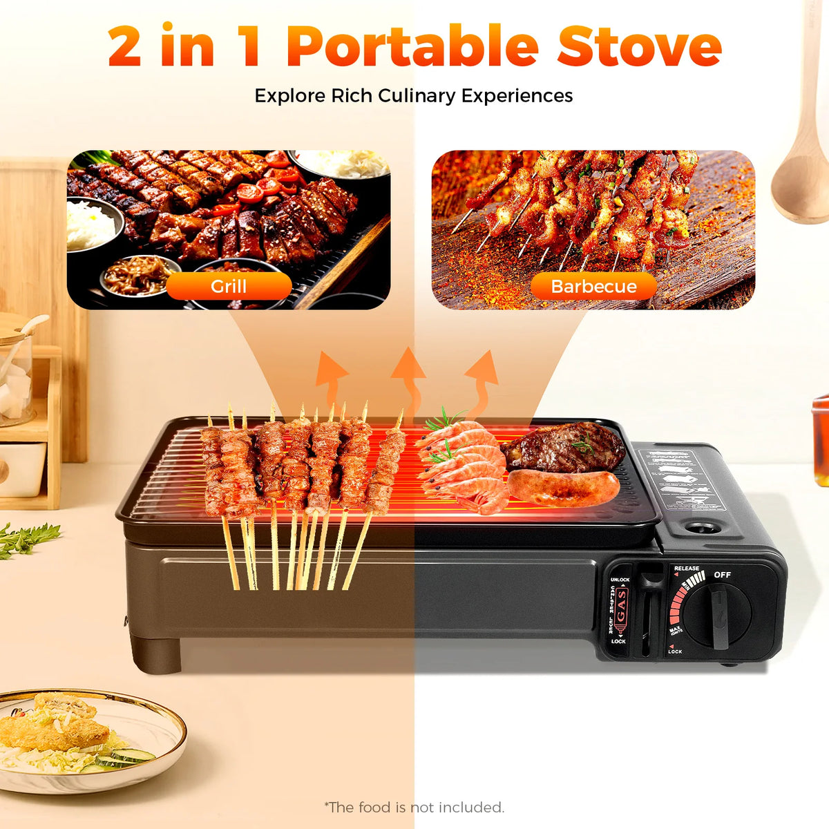 Portable Camping Grill Gas Stove Butane Gas Stove For Camping, Traveling, Trekking  0.25-0.3mpa 41.5*28*11cm
