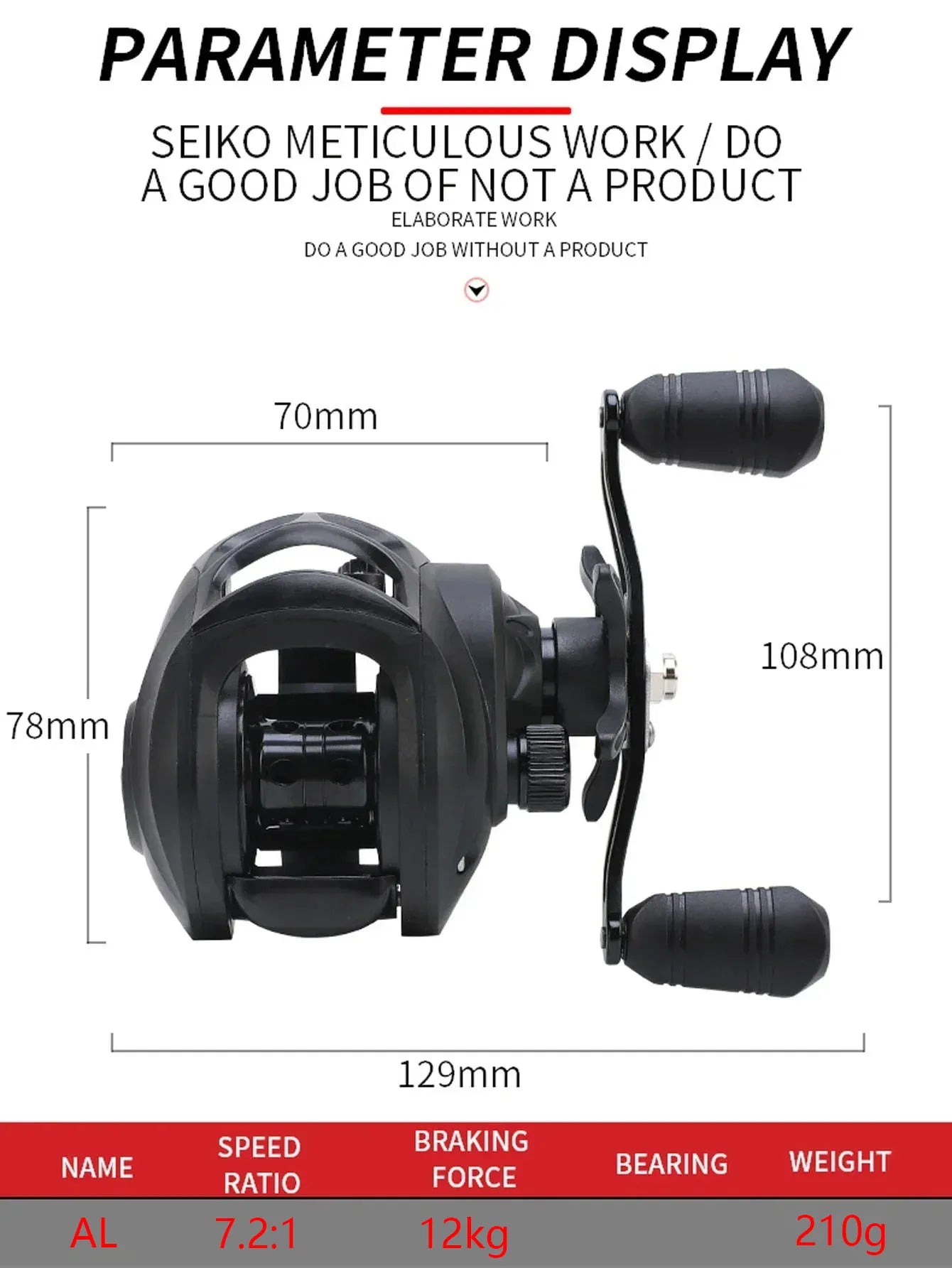Max Drag 12kg Left/Right hand Baitcasting Reel High Speed 7.2:1 Gear Ratio Fresh Saltwater Magnetic Brake System Ultralight Reel